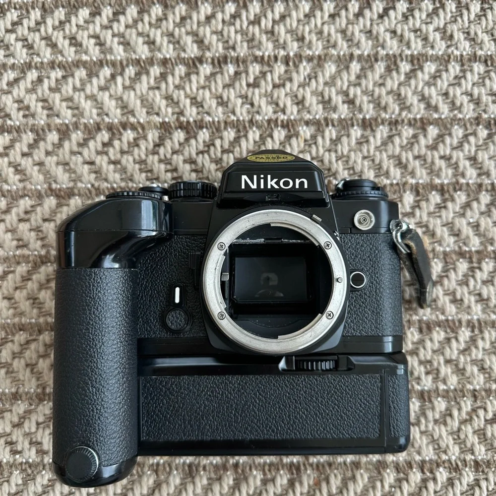 Nikon FE film camera with MD12 attachment grip